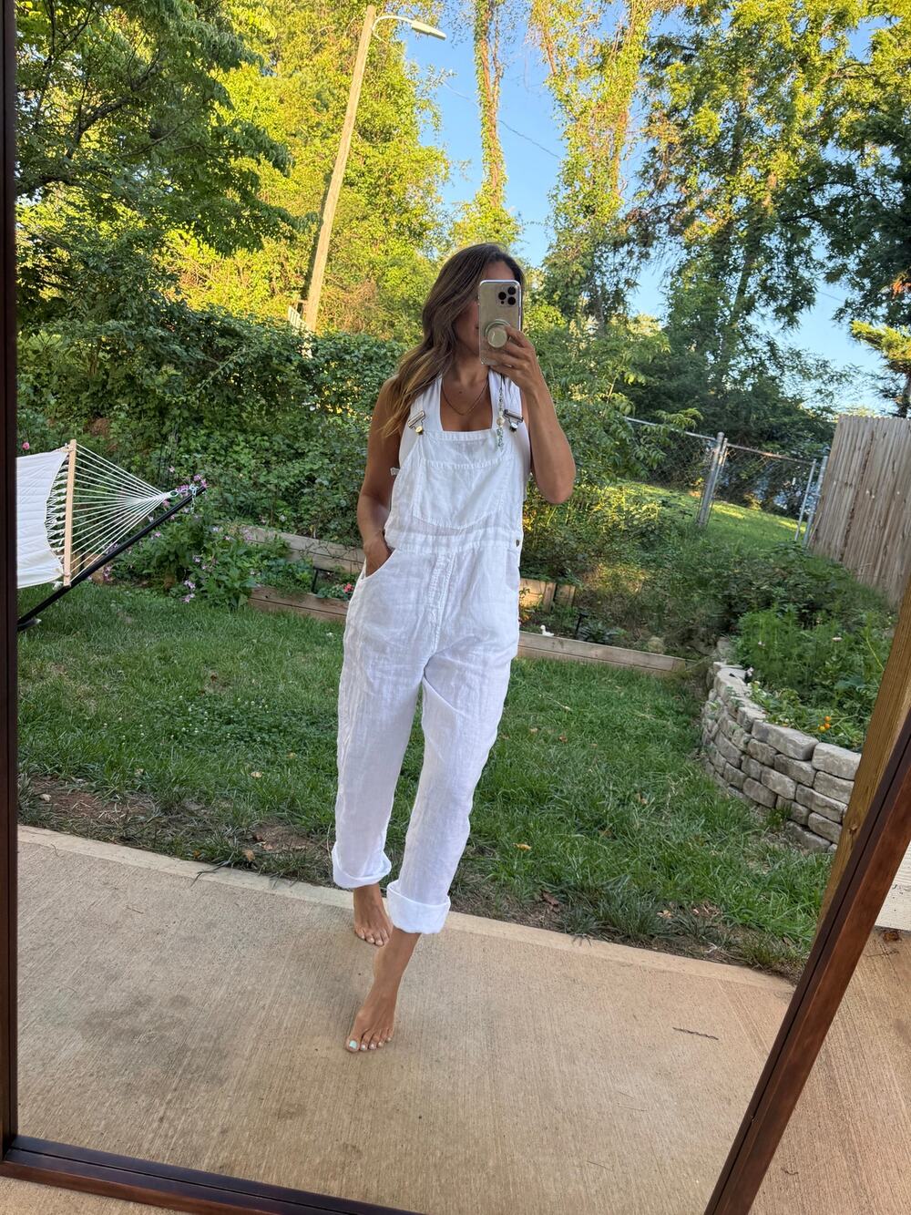 WeWoreWhat White Linen Overalls M